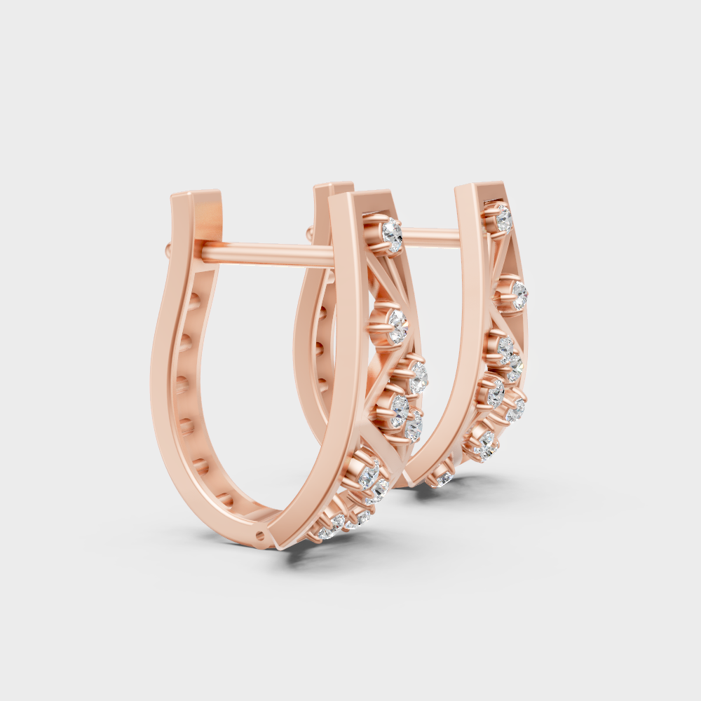 Hallmark Rose Gold Round Cut Lab Diamond Hoop Earrings For Women