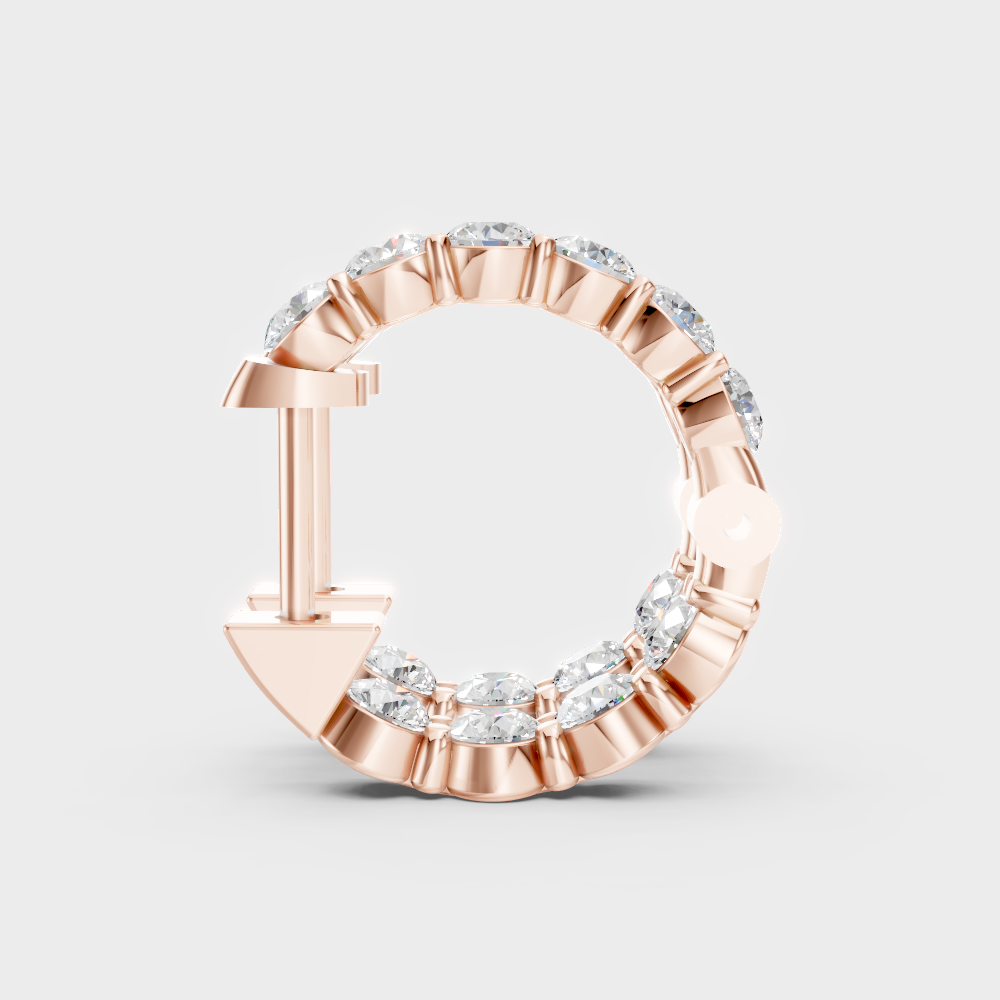 Luxury Round Cut Lab Diamond Hoop Earrings In 14K Rose Gold Hallmark