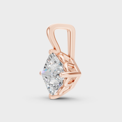 Modern 9K Rose Gold Pendant With A Brilliant Sustainable Princess Diamond