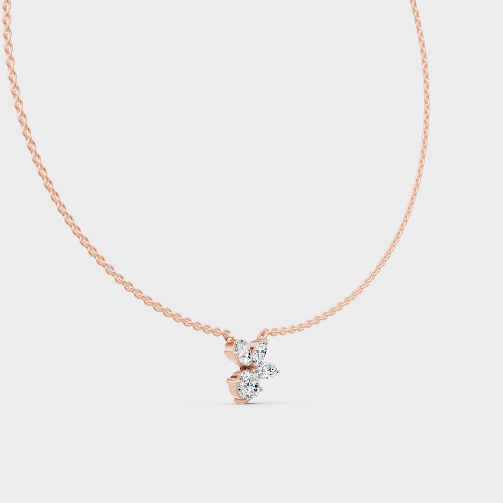 Rose Gold Pear Marquise And Round Lab-Grown Diamond Pendant For Modern Luxury