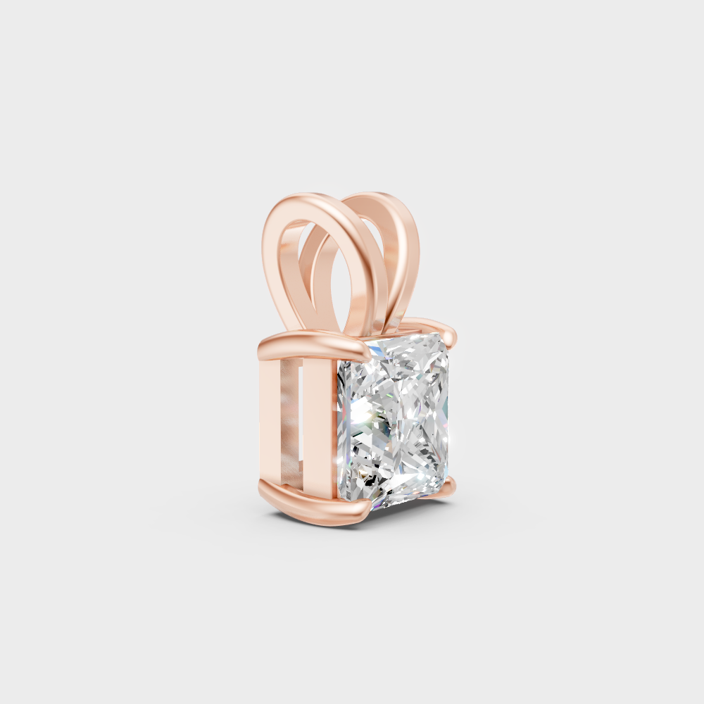 Rose Gold Princess-Cut Lab-Grown Diamond Pendant For Modern Ethical Luxury