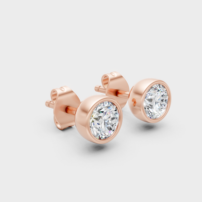 Elegant Round Lab-Grown Diamond Stud Earrings Rose Gold Setting