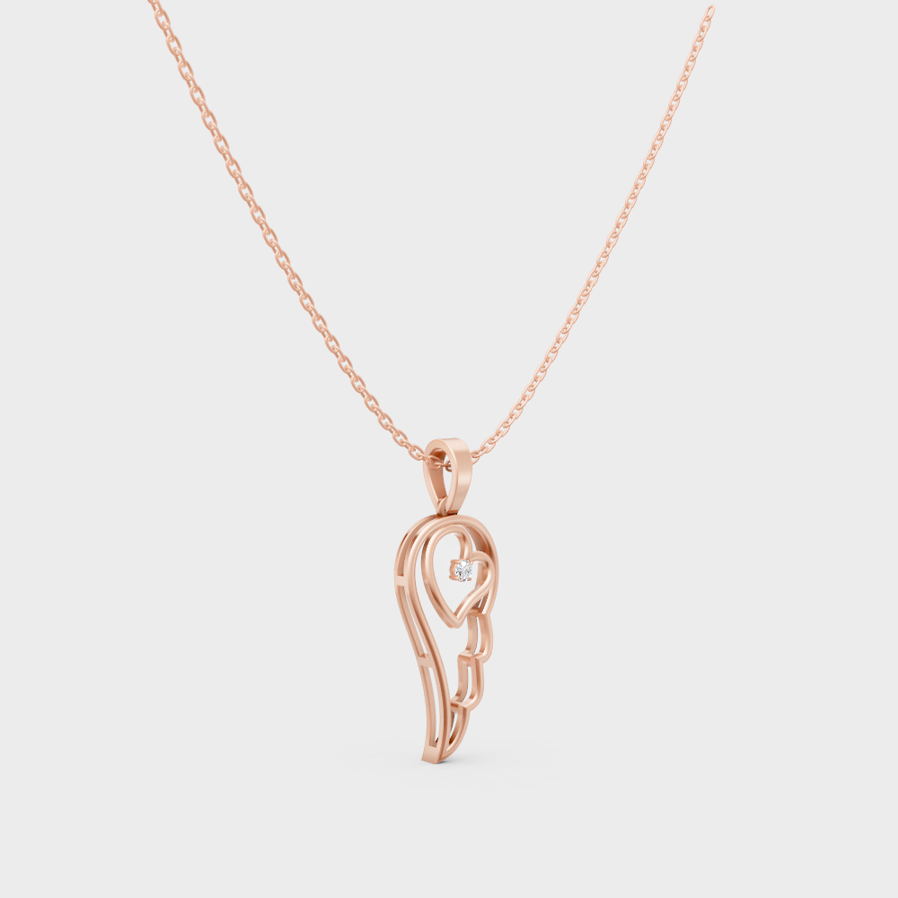 GLI Certified 0.045 Ct Round Lab-Grown Diamond Necklace Rose Gold