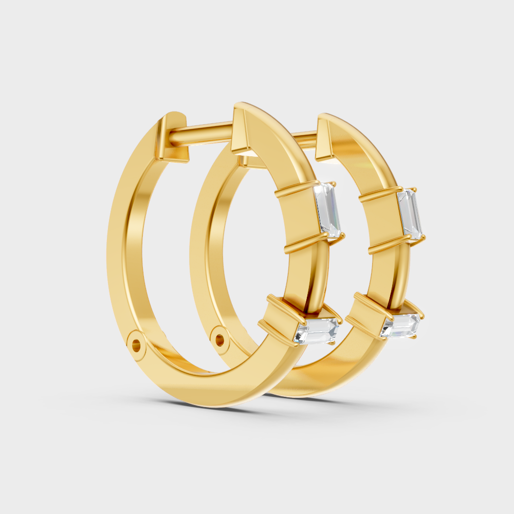 Minimalist Diamond Hoop Earrings In 18K Yellow Gold Sleek Style