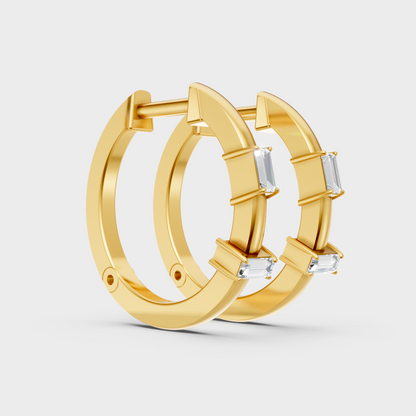 Minimalist Diamond Hoop Earrings In 18K Yellow Gold Sleek Style