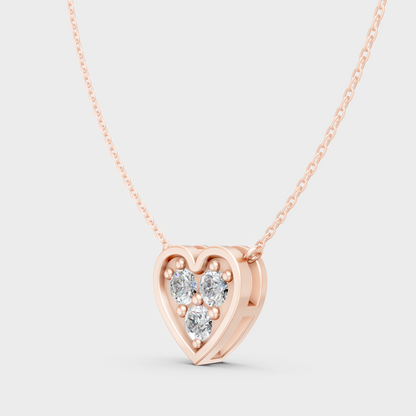 Luxury Round Cut Lab-Grown Diamond Pendant Necklace In Rose Gold