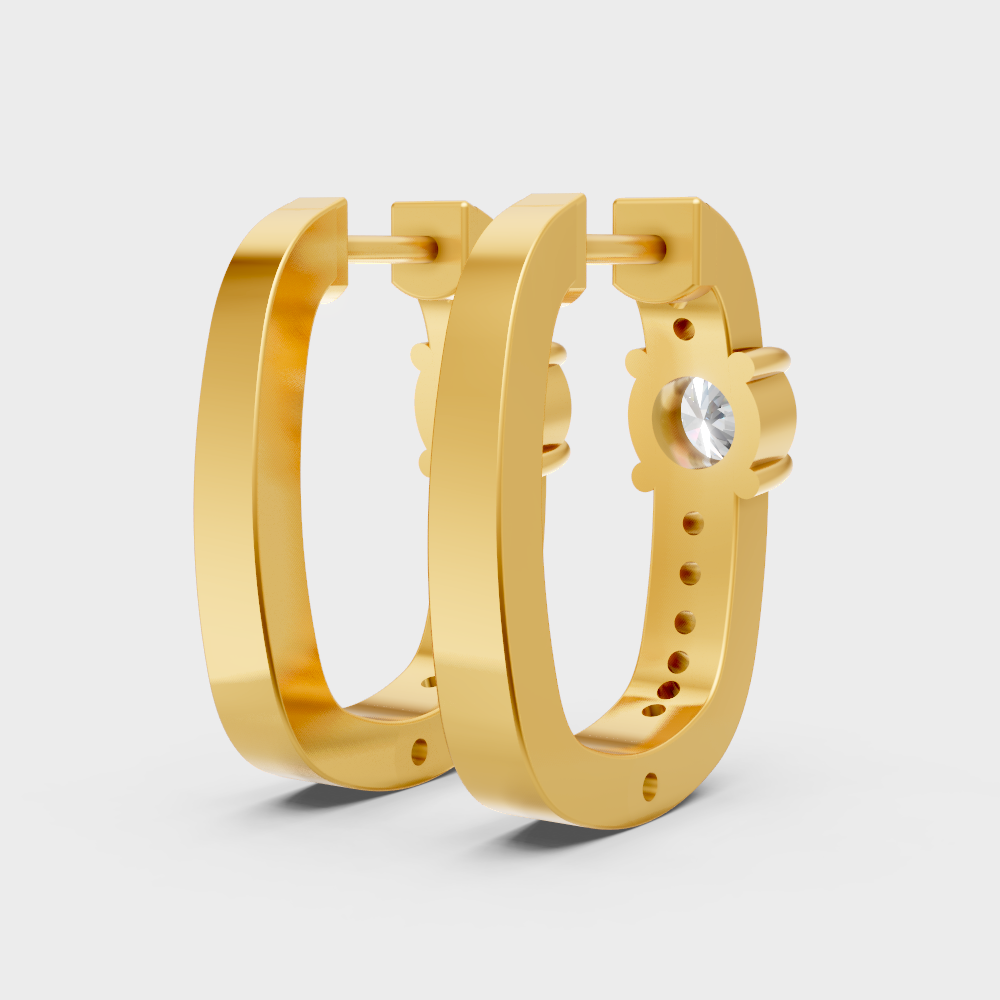 Dainty yellow gold hoop earrings with GLI-certified lab-grown diamonds