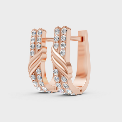 Elegant Rose Gold Lab-Grown Diamond Hoop Earrings 0.10 Ct Each