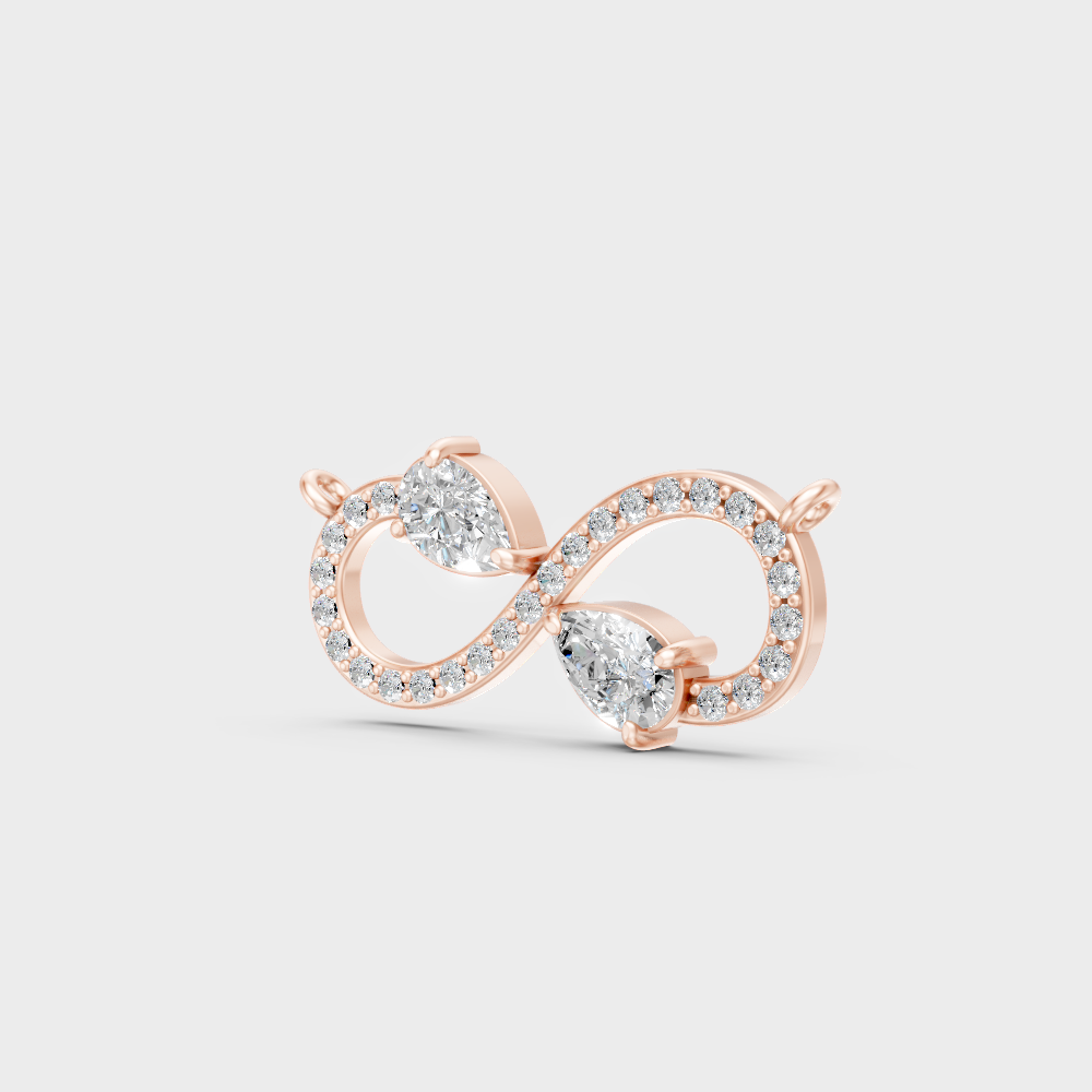 Modern 9K Rose Gold Infinity Necklace With A Brilliant Sustainable Diamond