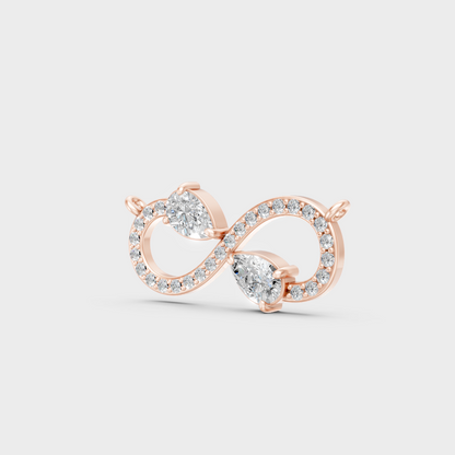Modern 9K Rose Gold Infinity Necklace With A Brilliant Sustainable Diamond