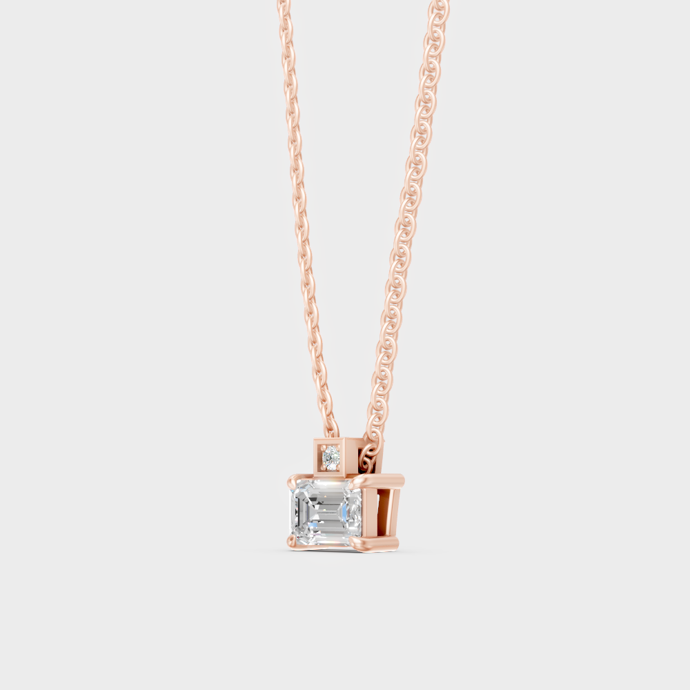 GLI Certified 0.40 Carat Emerald Round Halo Diamond Necklace Rose Gold