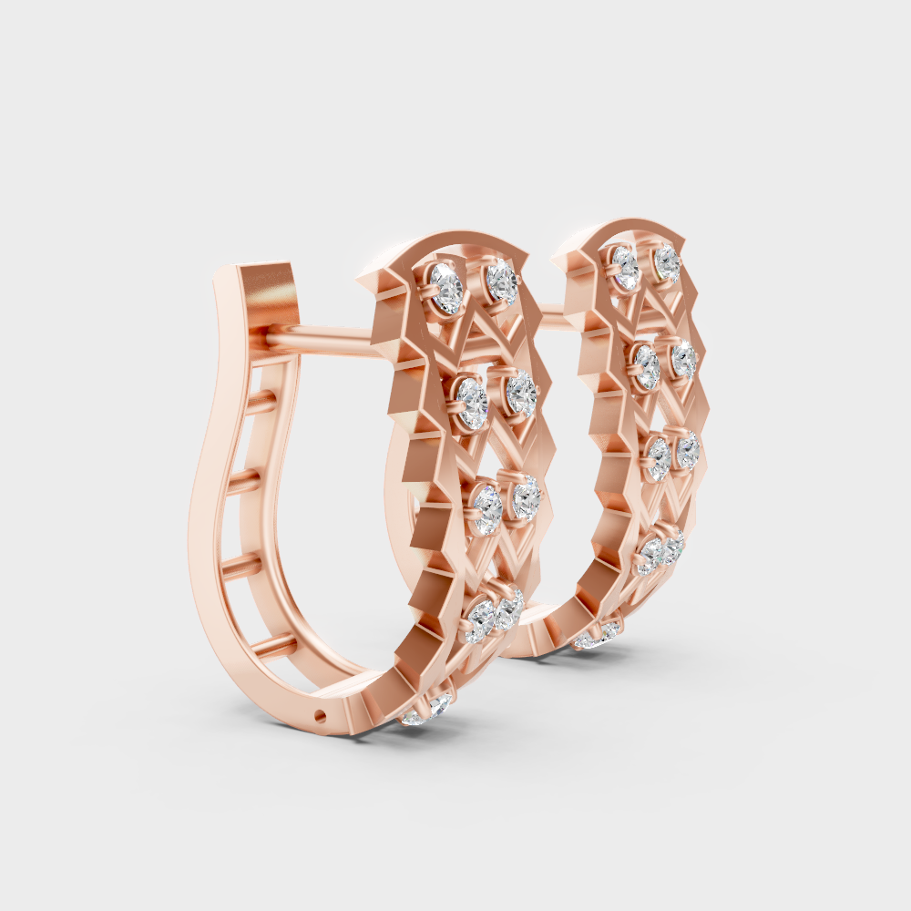 Hallmark Rose Gold Round Cut Lab Diamond Hoop Earrings For Women