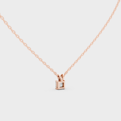 Solitaire Princess Cut Lab-Grown Diamond Pendant In Rose Gold