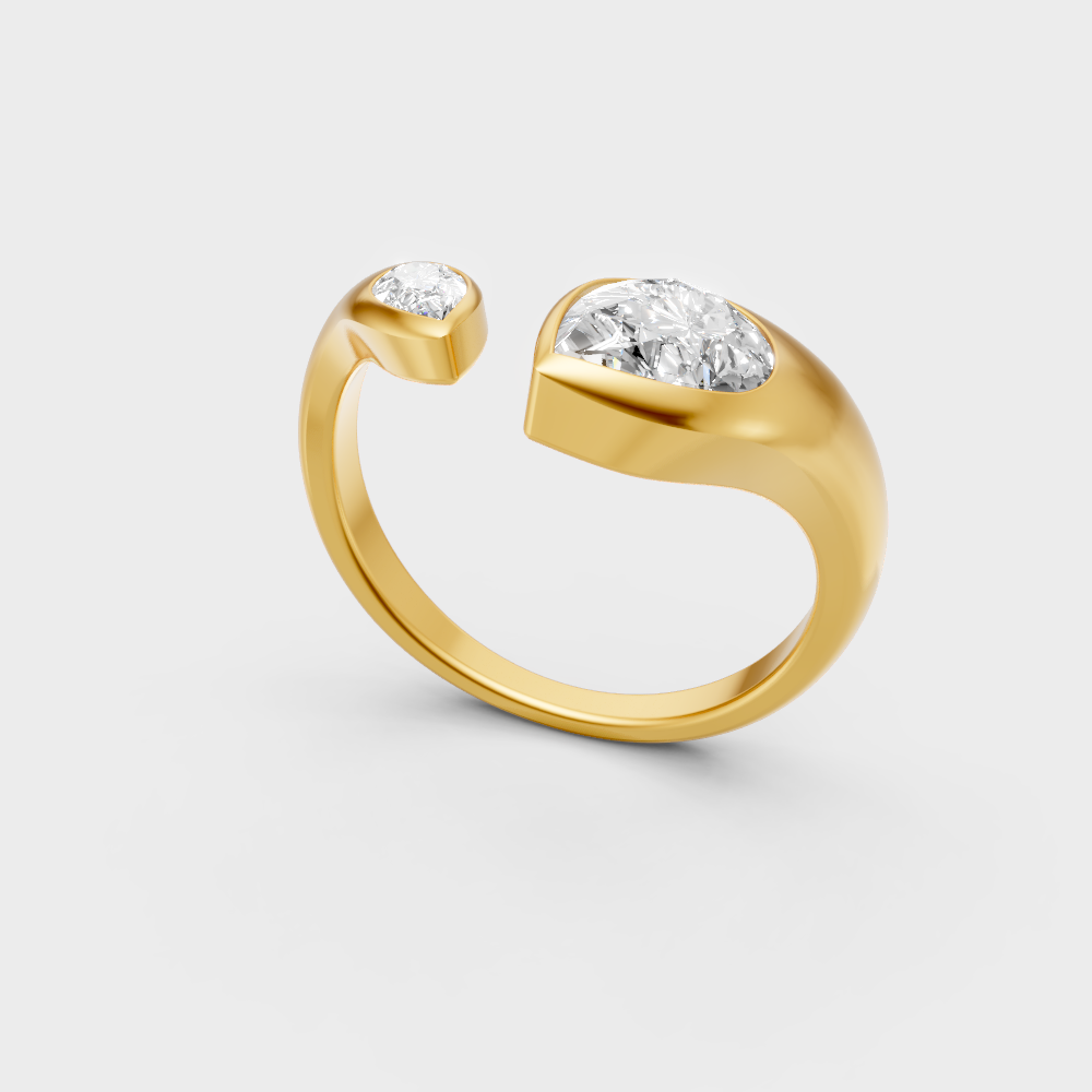 Classic yellow gold engagement ring featuring a 1.06ct pear-shaped lab diamond