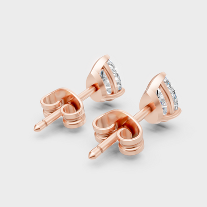 Pear Cut Lab Diamond Stud Earrings In Hallmark Rose Gold