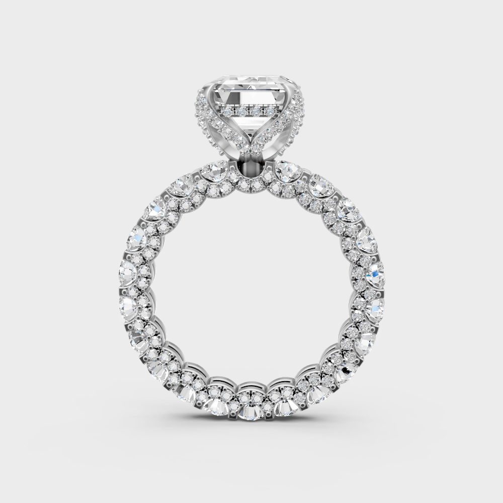 Hallmarked 14K White Gold Ring With 7.28Ct Brilliant Emerald Lab Diamond Detail