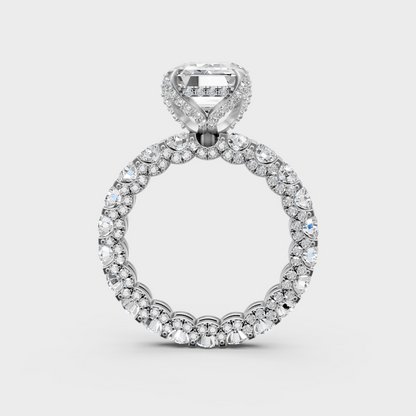 Hallmarked 14K White Gold Ring With 7.28Ct Brilliant Emerald Lab Diamond Detail