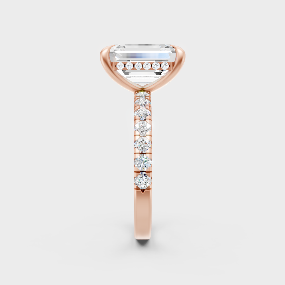 High-Polish Rose Gold 4.30 Carat Emerald Lab Diamond Ring For Maximum Sparkle