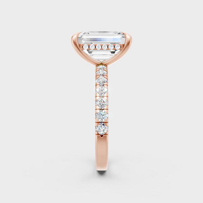 High-Polish Rose Gold 4.30 Carat Emerald Lab Diamond Ring For Maximum Sparkle