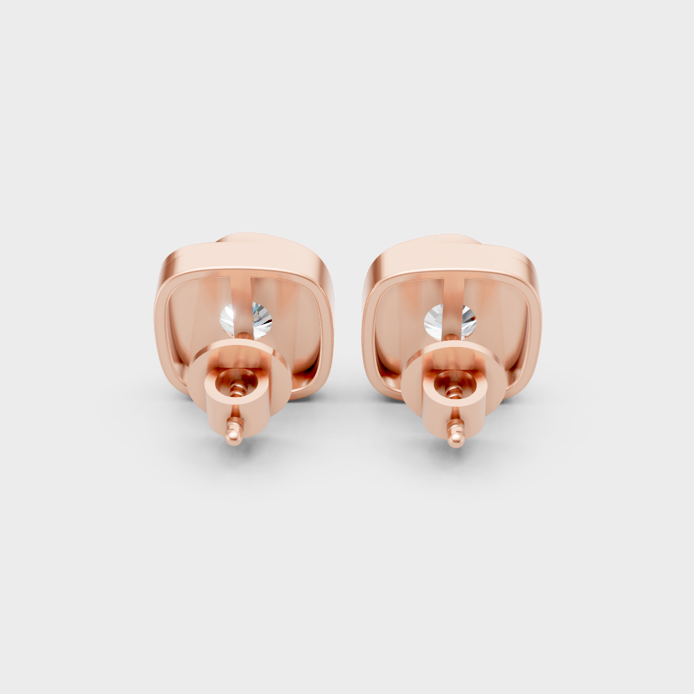 Timeless Round Cut Lab Diamond Stud Earrings In Rose Gold GLI Certified