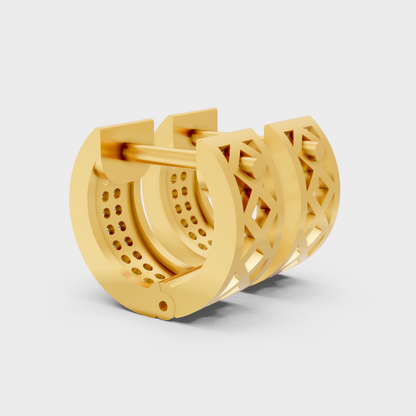 Classic Men’s Diamond Hoop Earrings In 18K Yellow Gold Hallmark Setting