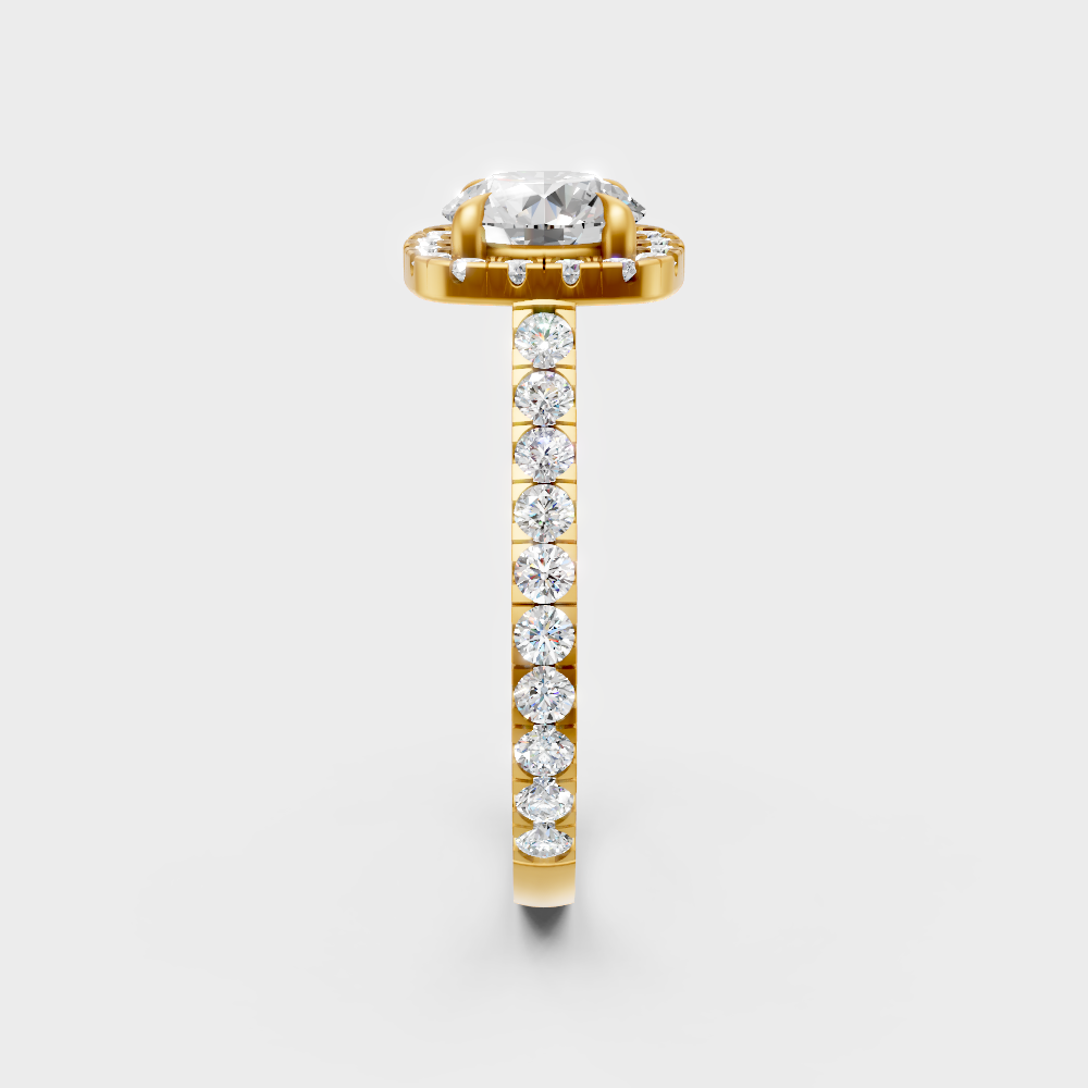 Radiant Yellow Gold Statement Ring With Certified 1.83Ct Round Halo Detail