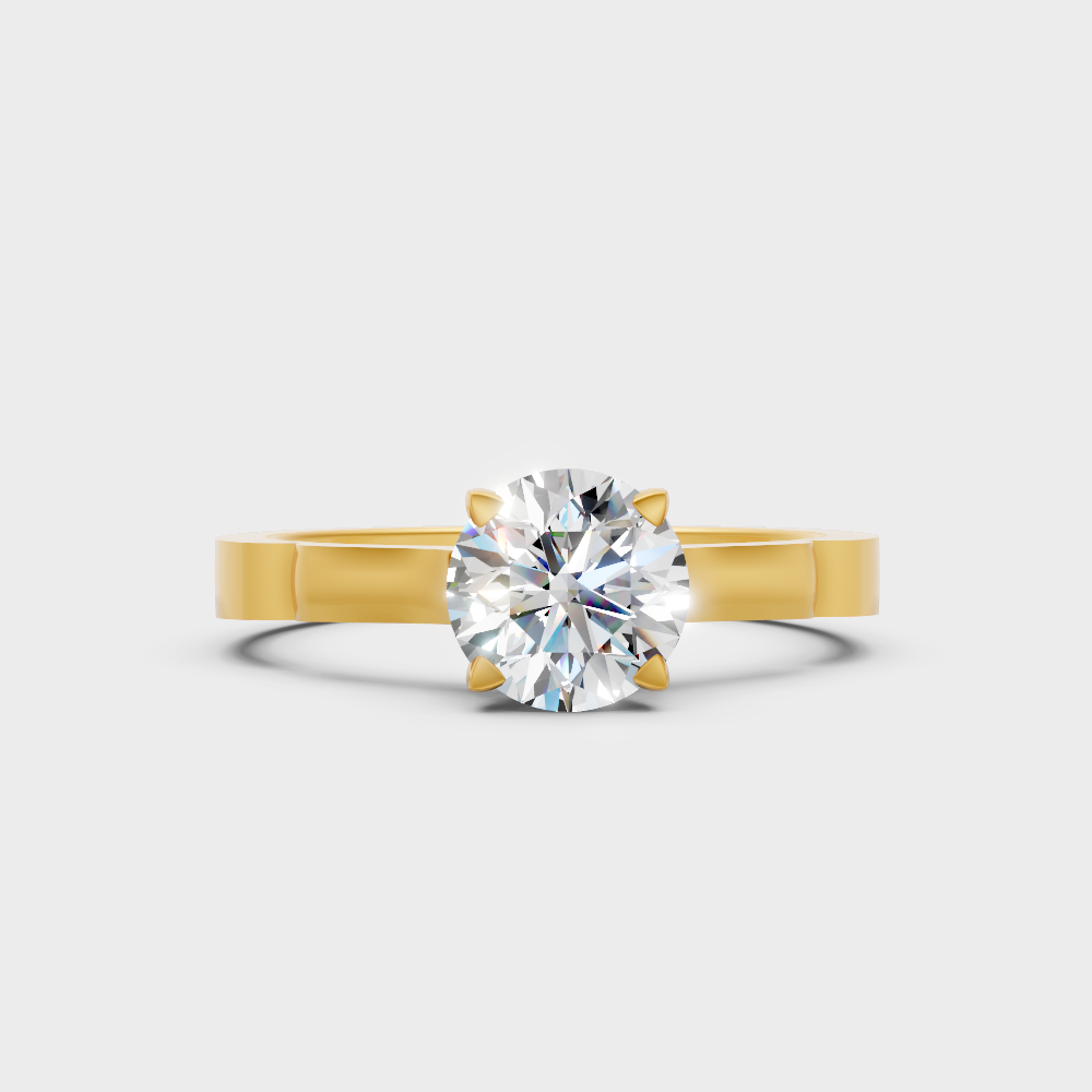 Igi Certified Round-Cut Lab-Grown Diamond Ring In Yellow Gold