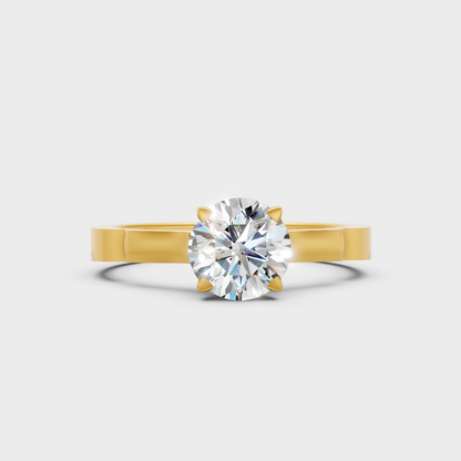 Igi Certified Round-Cut Lab-Grown Diamond Ring In Yellow Gold