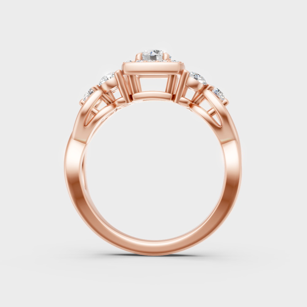 Modern Rose Gold Halo Engagement Ring With Brilliant Sustainable Lab Diamonds