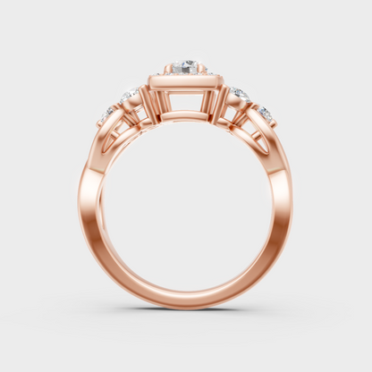 Modern Rose Gold Halo Engagement Ring With Brilliant Sustainable Lab Diamonds