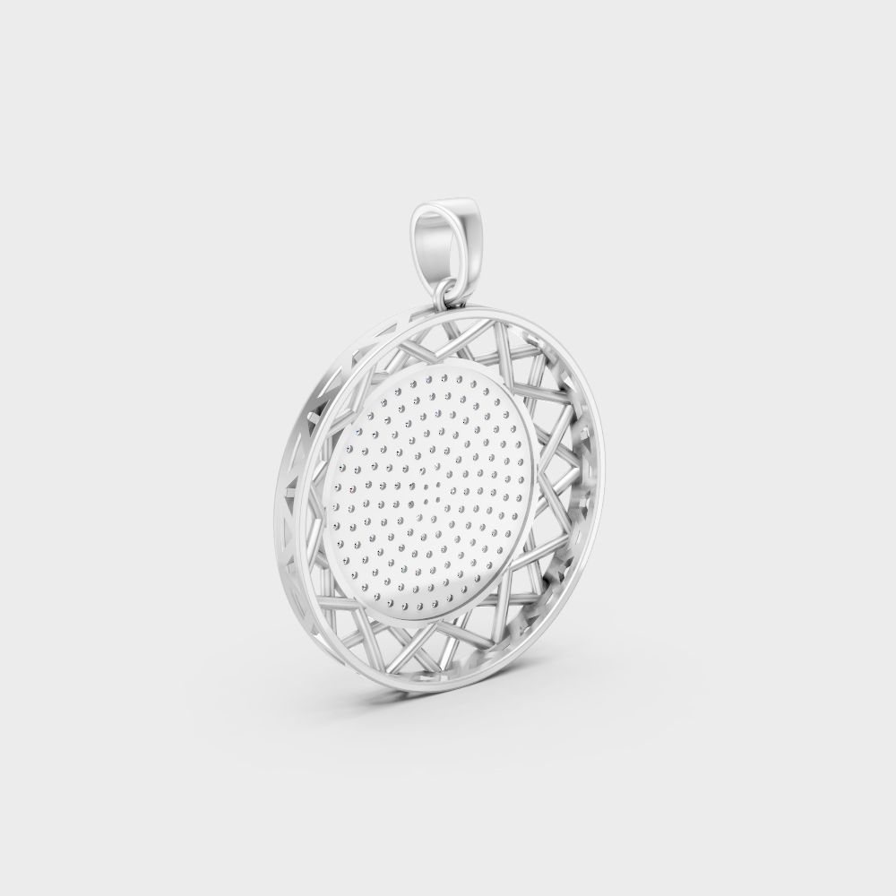 White Gold Round-Shaped Lab-Grown Diamond Pendant With Hallmark Gold Quality