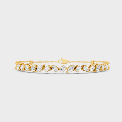 Luxury Multi Shape Diamond Bracelet Yellow Gold Jewelry