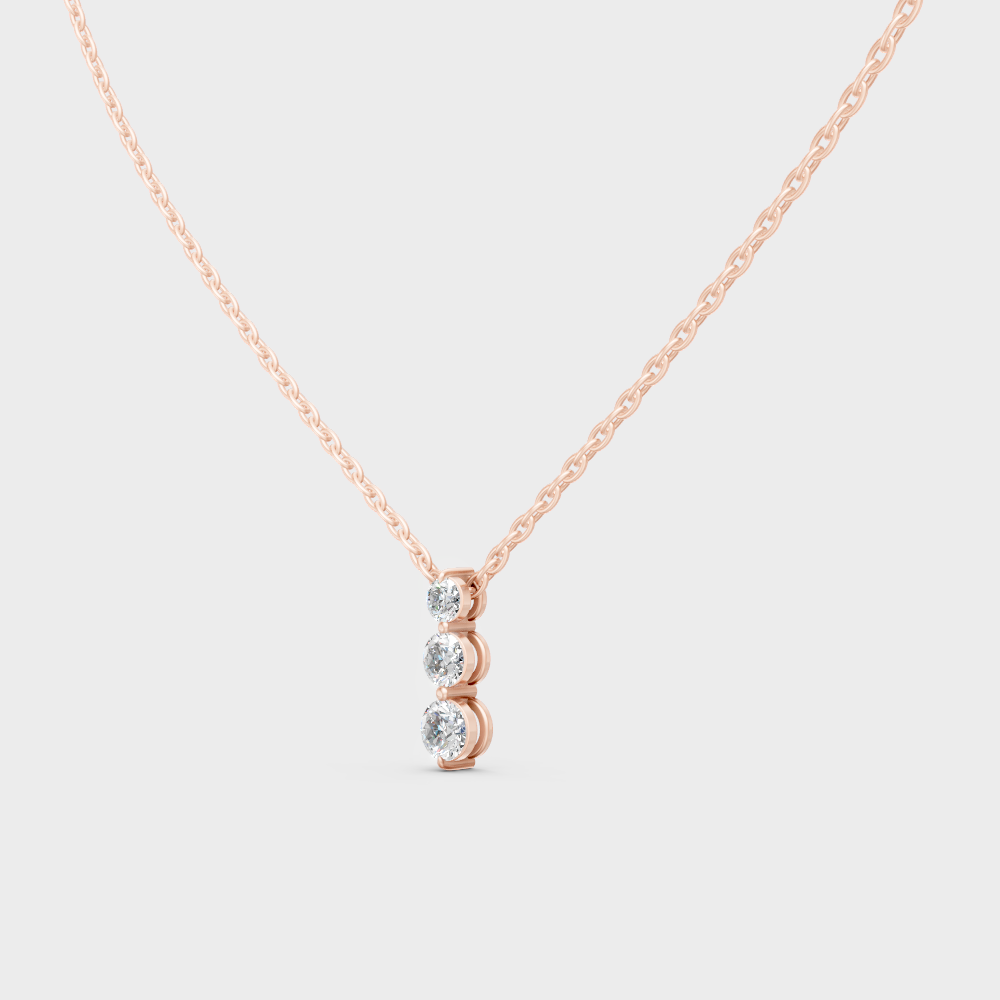 Luxury Round Cut Lab-Grown Diamond Pendant In Rose Gold