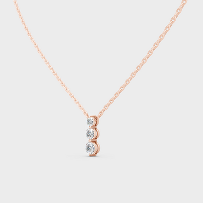 Luxury Round Cut Lab-Grown Diamond Pendant In Rose Gold