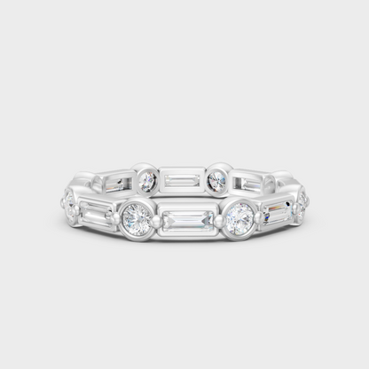 Premium 950 Platinum Eternity Ring Showcasing A 0.87 Carat Alternating Diamond Design