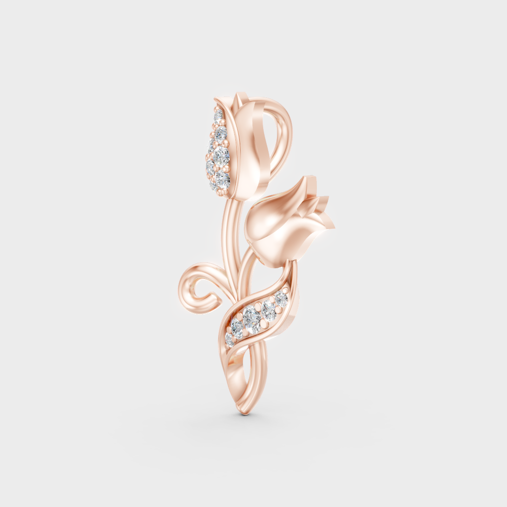 Modern 9K Rose Gold Diamond Necklace With A Brilliant Sustainable Diamond