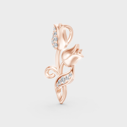 Modern 9K Rose Gold Diamond Necklace With A Brilliant Sustainable Diamond