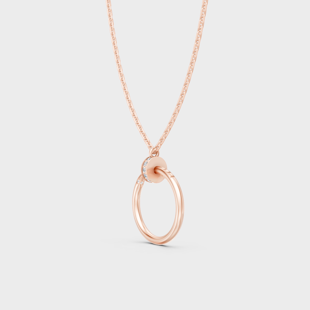 Modern 9K Rose Gold Diamond Pendant With A Brilliant Sustainable Diamond