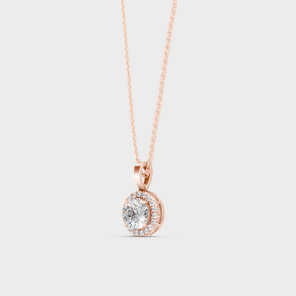 Luxury Round Halo Lab-Grown Diamond Pendant 2.39 Ct Rose Gold