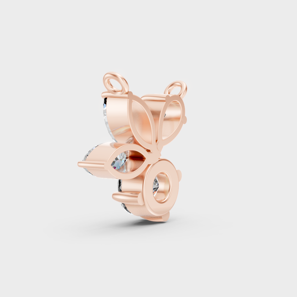 Rose Gold Pear Marquise And Round Lab-Grown Diamond Pendant For Modern Luxury