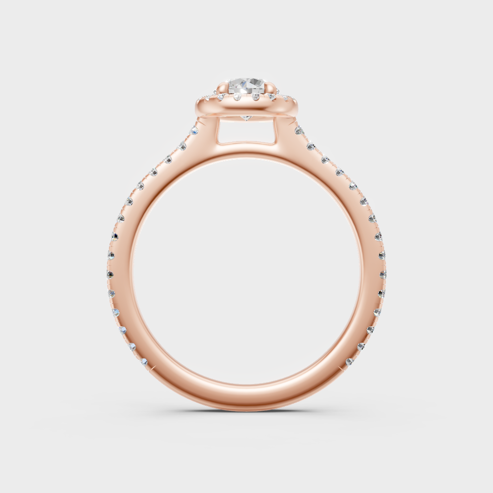Modern Rose Gold Halo Engagement Ring With Brilliant Sustainable Lab Diamonds