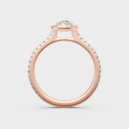 Modern Rose Gold Halo Engagement Ring With Brilliant Sustainable Lab Diamonds