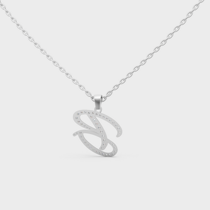 Hypoallergenic 950 Platinum "B" Alphabet Lab Grown Diamond Pendant Showcase