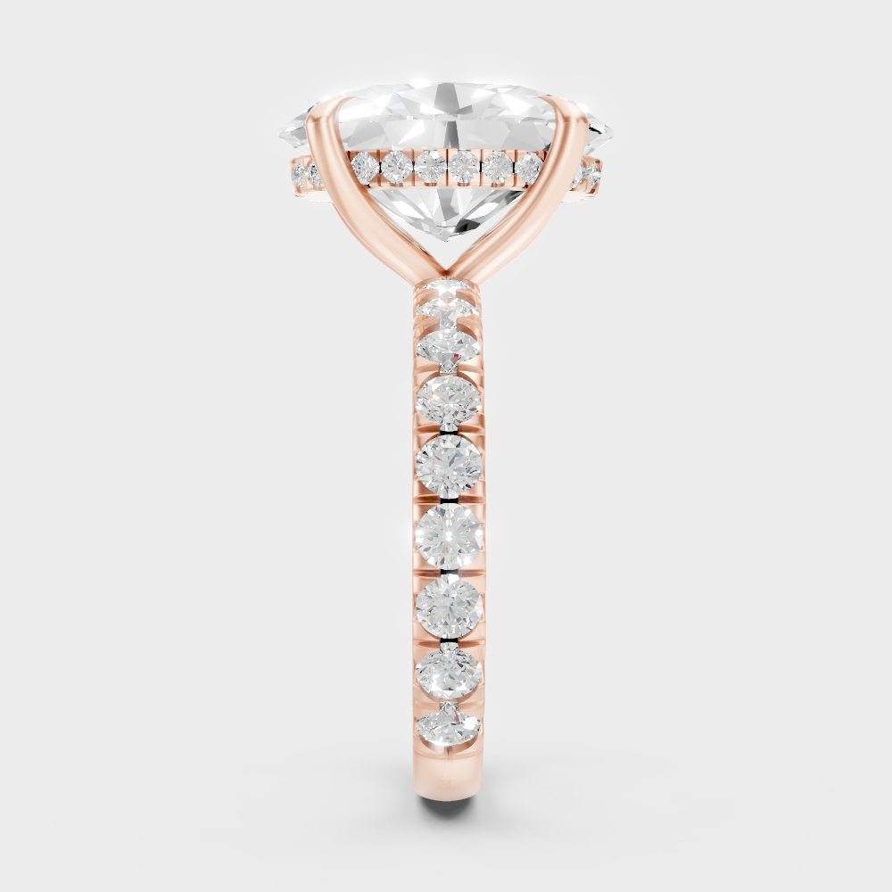 9K Rose Gold Oval-Cut Lab-Grown Diamond Hidden Halo With Hallmark Quality