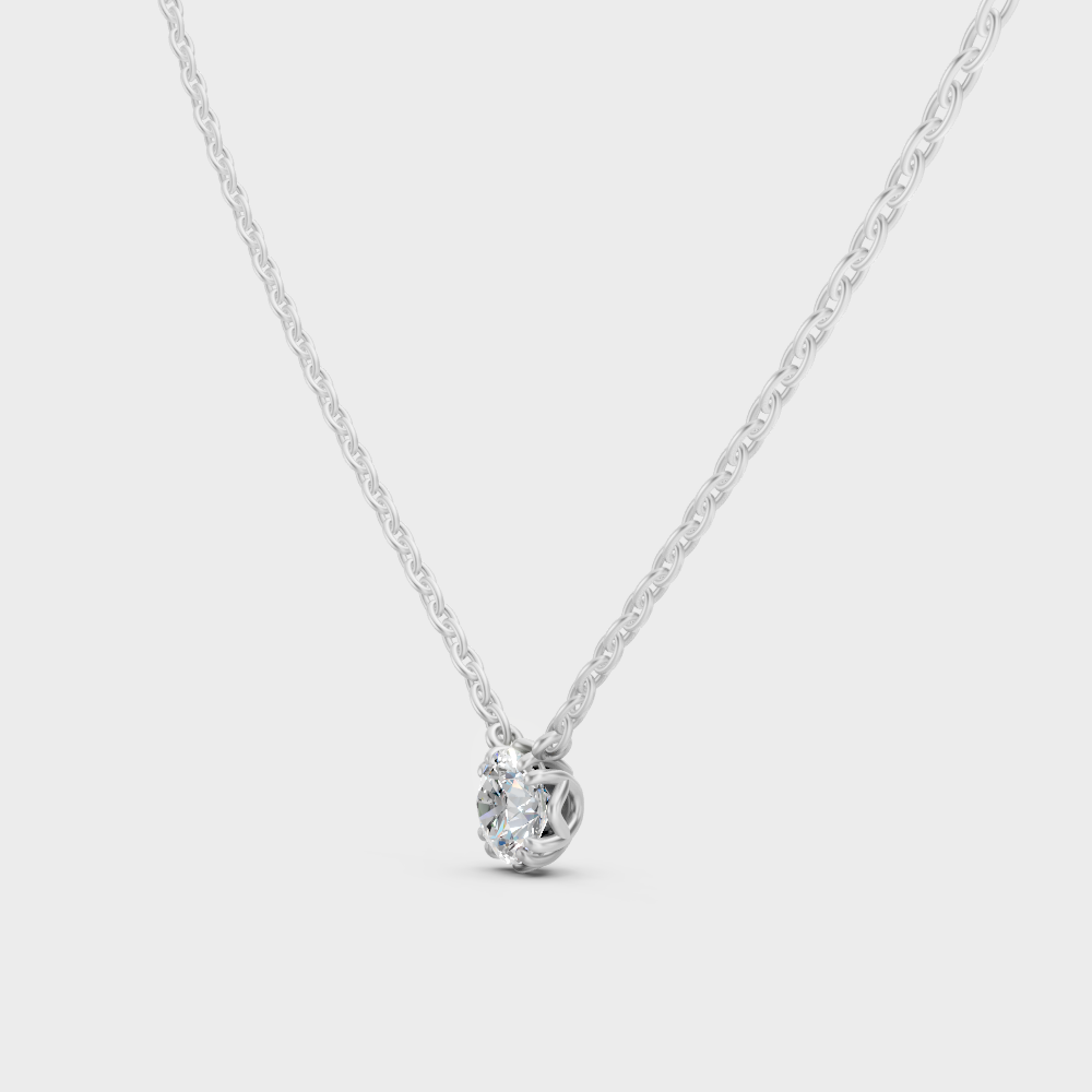 1 Ct Round Cut Lab-Grown Diamond Pendant With Chain 950 Platinum