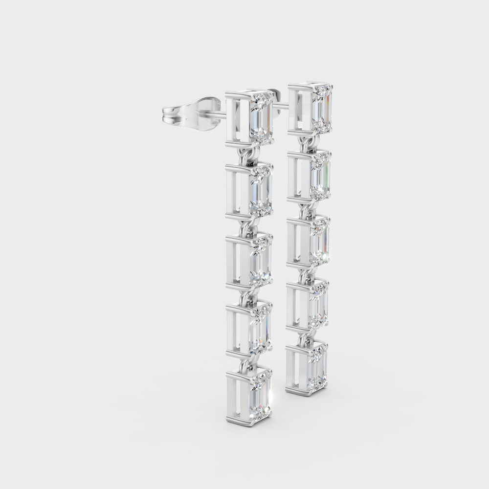 Luxury Emerald Cut Lab-Grown Diamond Drop Earrings In 950 Platinum