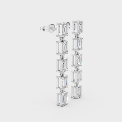 Luxury Emerald Cut Lab-Grown Diamond Drop Earrings In 950 Platinum