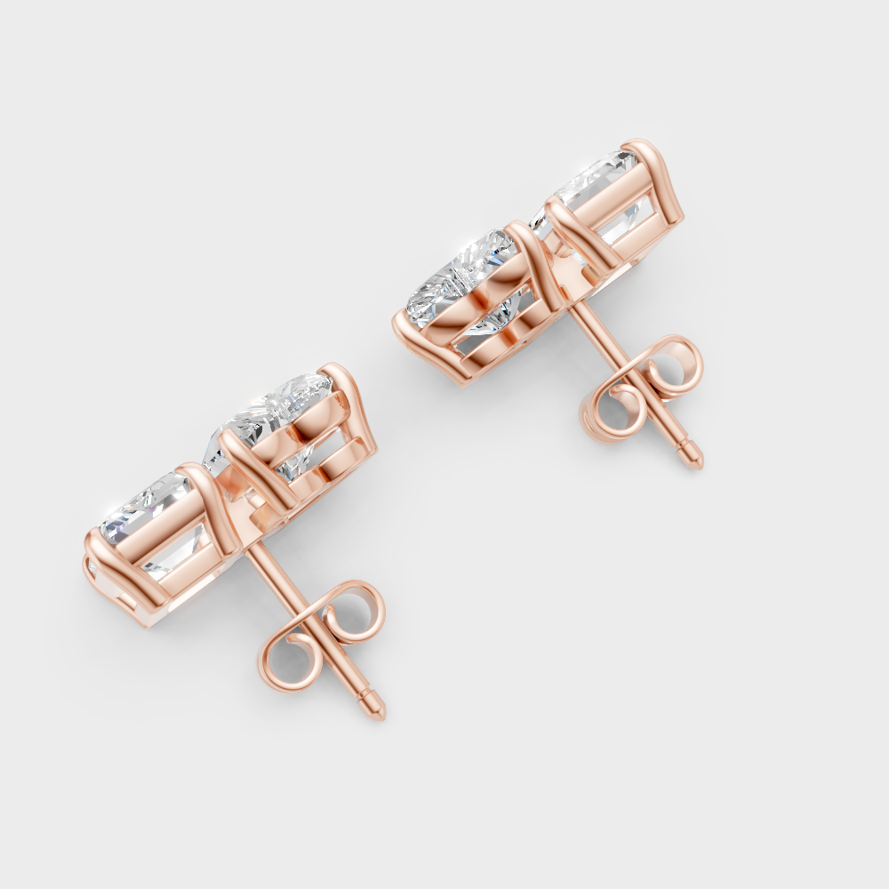 Toi-Et-Moi Emerald And Heart Cut 4 Carat Lab-Grown Diamond Stud Earrings In 950 Platinum – Certified Diamond Premium Jewelry
