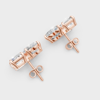 Toi-Et-Moi Emerald And Heart Cut 4 Carat Lab-Grown Diamond Stud Earrings In 950 Platinum – Certified Diamond Premium Jewelry