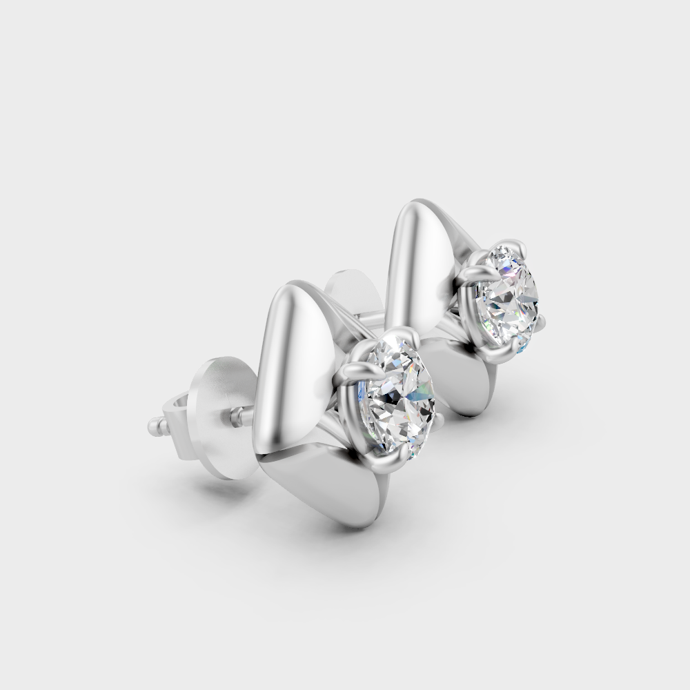 Round Cut Lab Grown Diamond Earrings in